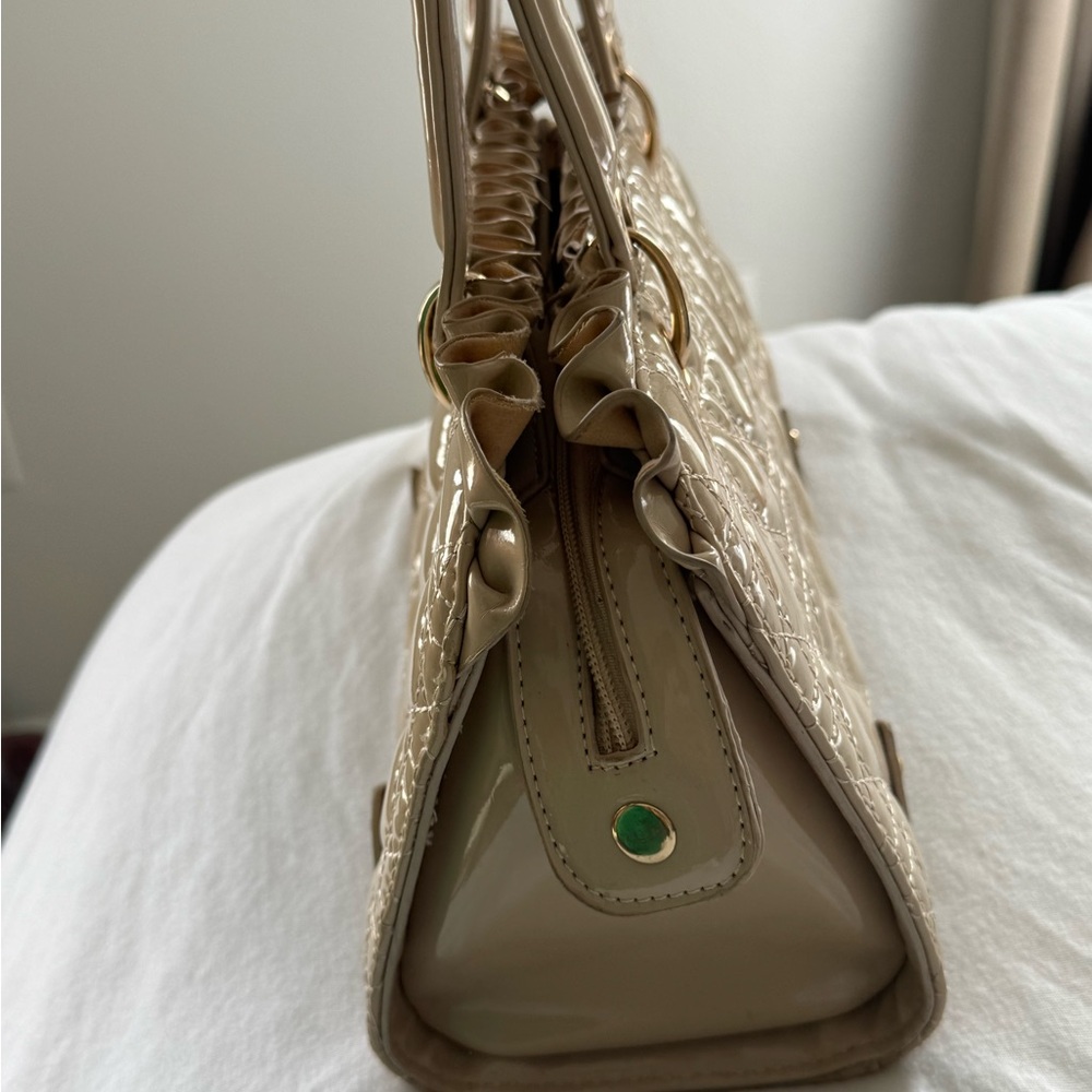 Myra Bag Glossy Taupe Satchel
